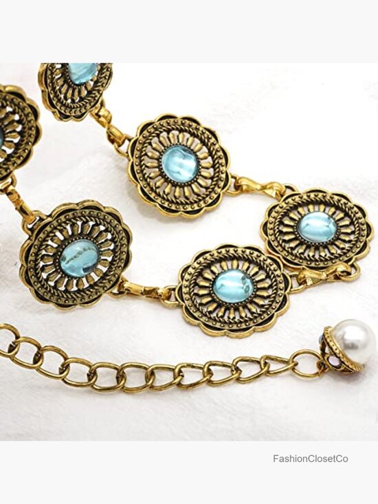 Vintage Chain Belt for Women Western Concho Metal Waist Belt for Dresses main image 6